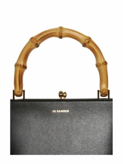 Käsilaukut<Jil Sander Goji Square Small Bamboo -nahkalaukku 001 BLACK + BLACK + NATURAL F BLACK
