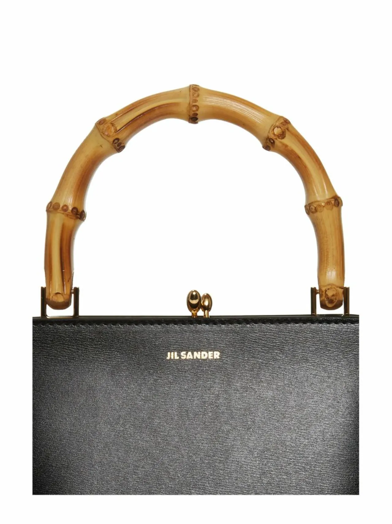 Käsilaukut<Jil Sander Goji Square Small Bamboo -nahkalaukku 001 BLACK + BLACK + NATURAL F BLACK