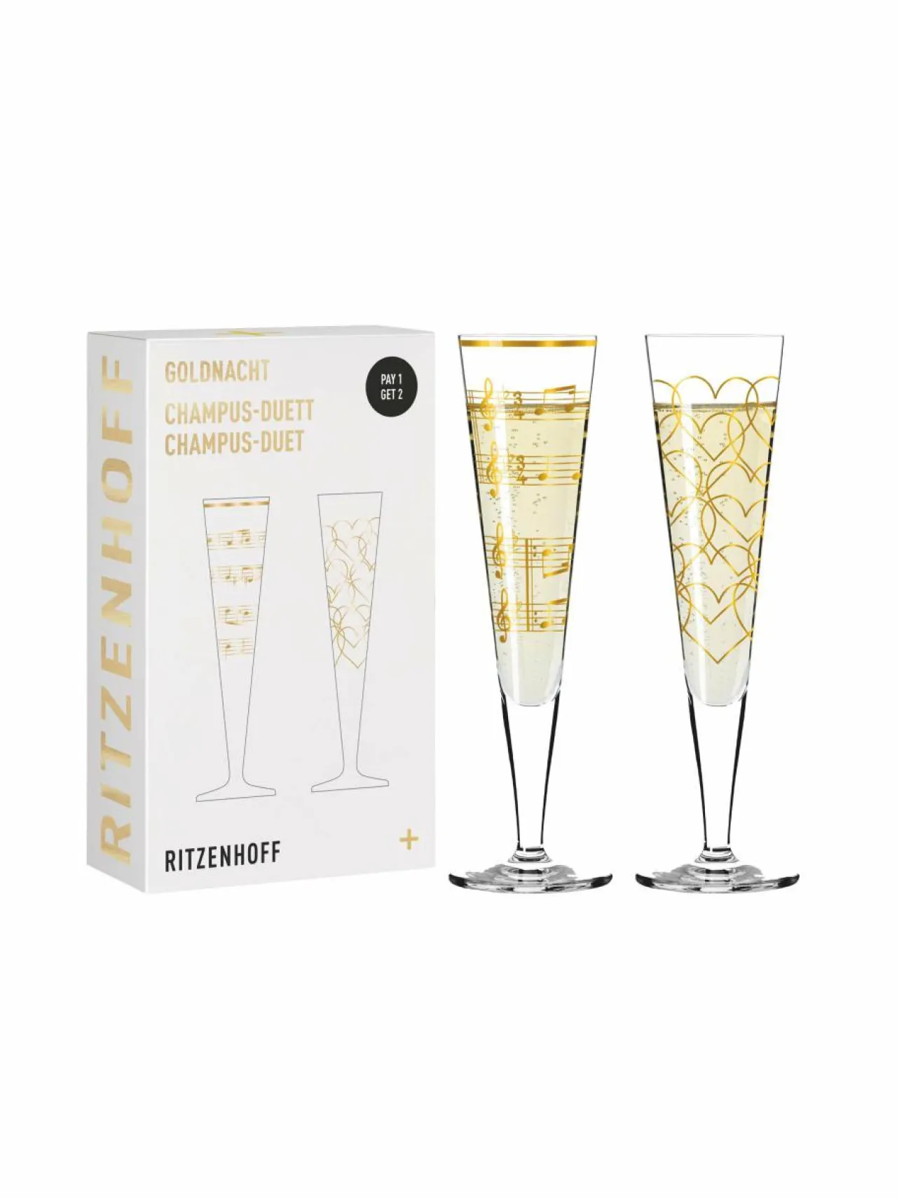Ritzenhoff Goldnacht Heart and Music -samppanjalasi 205 ML^ Lasit