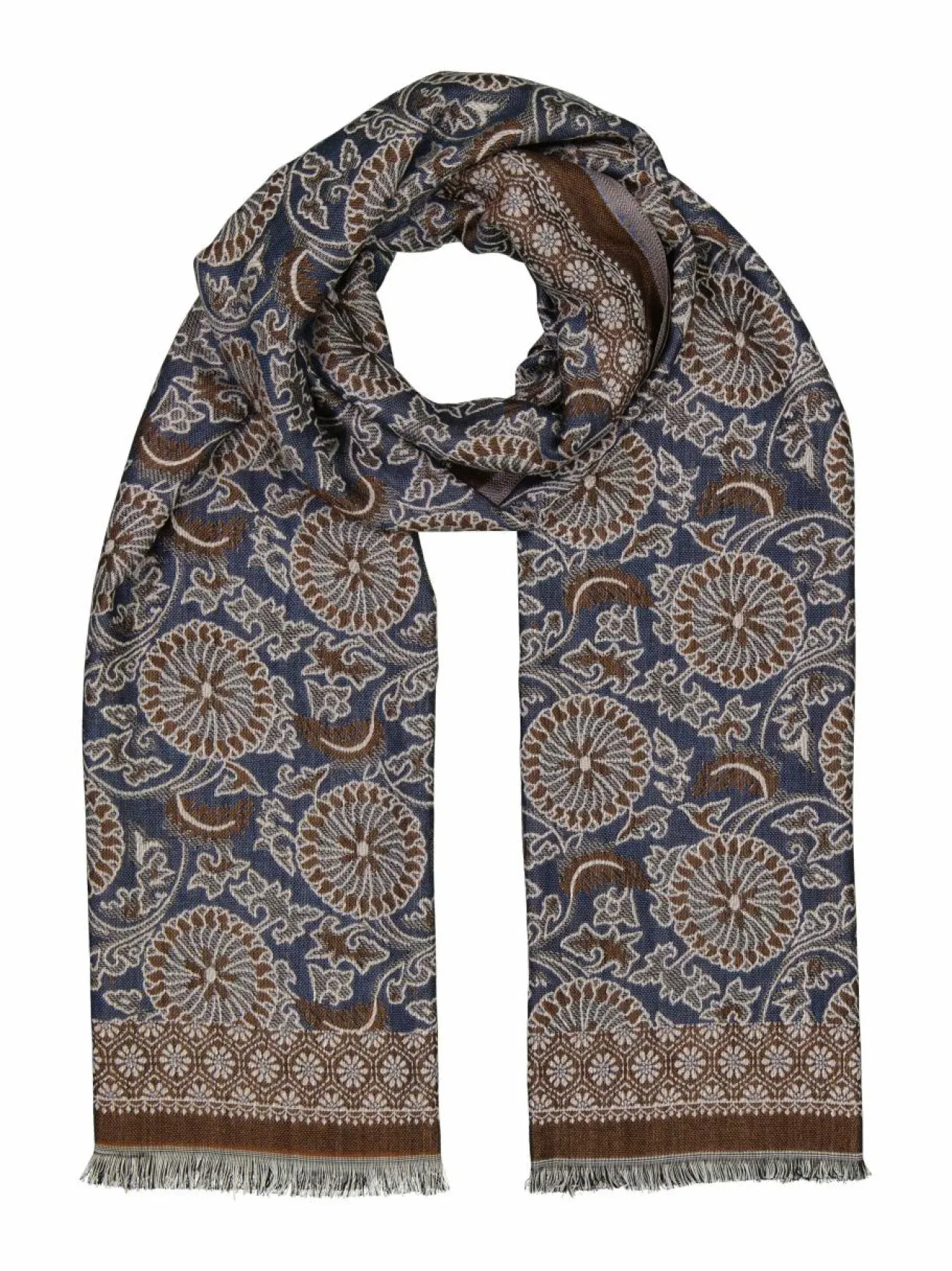 Huivit & Kaulaliinat<A+more Hansu-jakardihuivi BLUE/BROWN