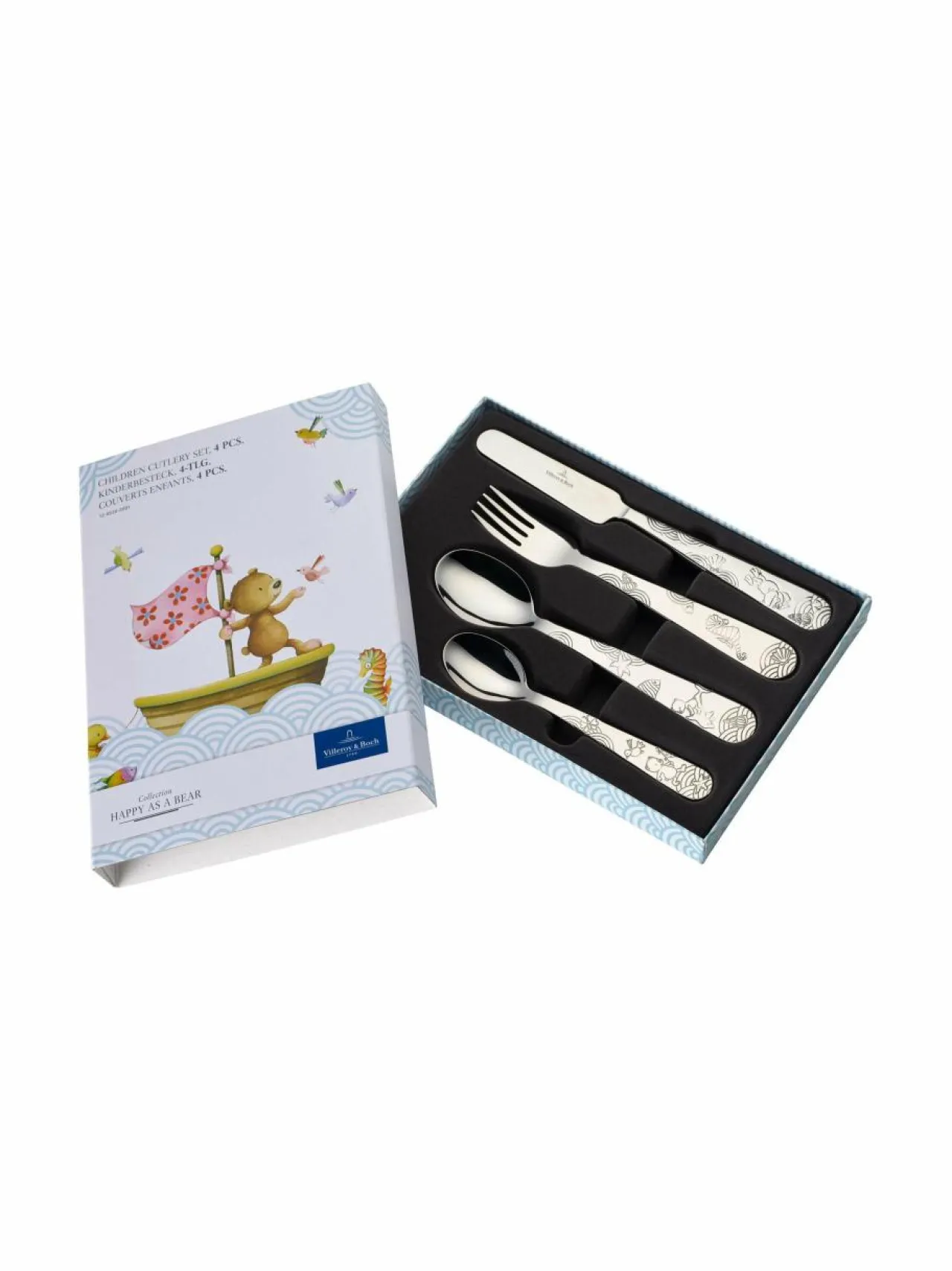 Aterimet & Tarjoiluvälineet<Villeroy & Boch Happy as a Bear -aterinsetti 4 osaa TERÄS