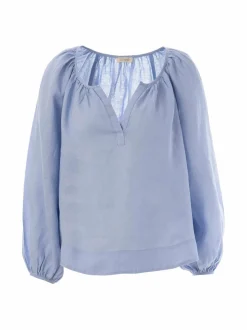 Paidat & Puserot<JcSophie Herma-pellavapusero 743 CHAMBRAY BLUE