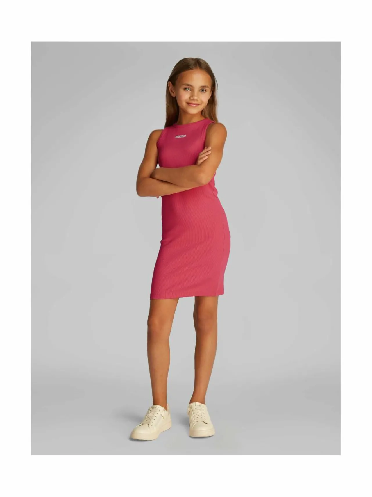 Mekot & Hameet<Calvin Klein Kids Hihaton ribbimekko XIX DEEP CRIMSON FRUIT