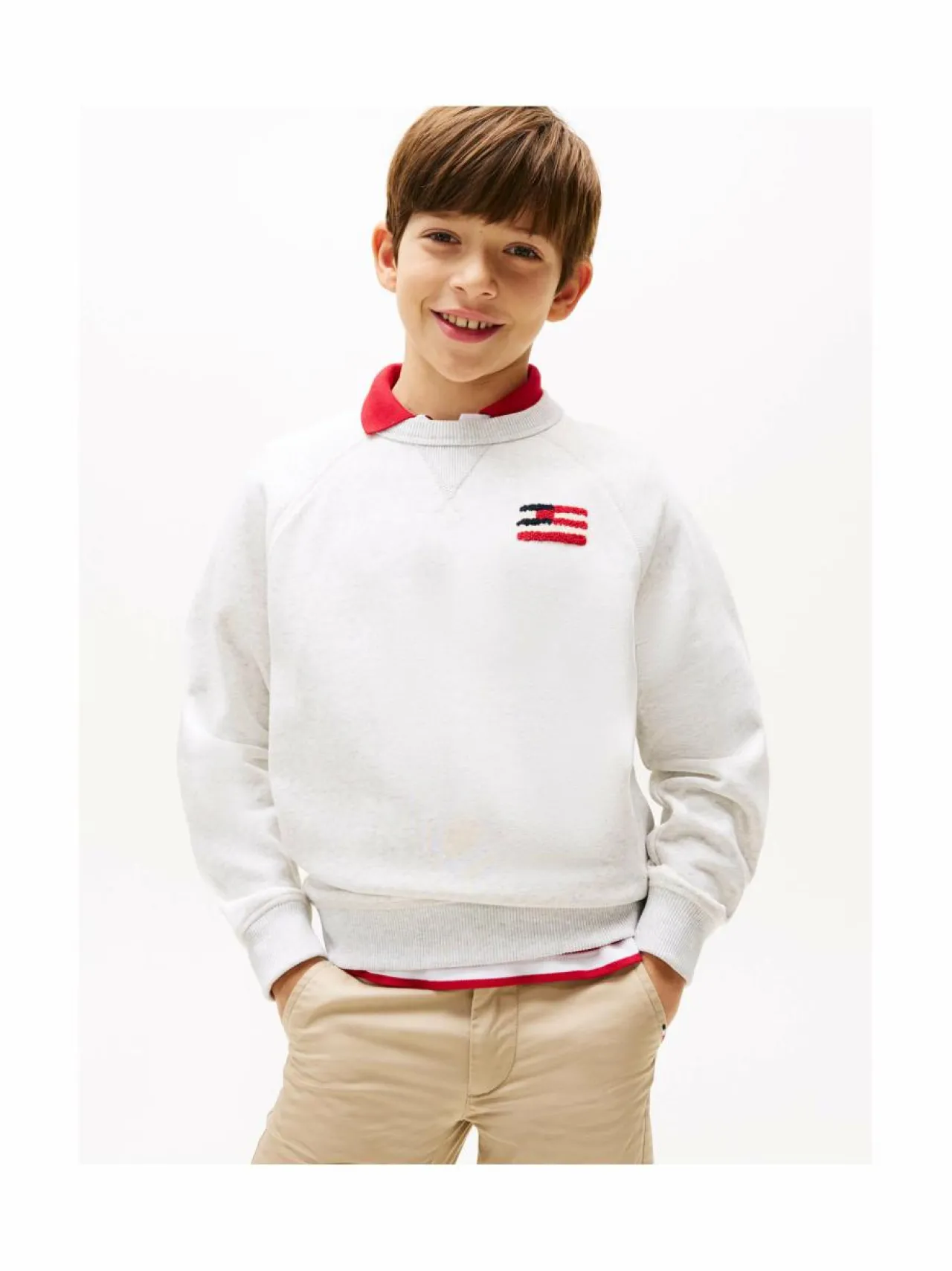 Colleget & Hupparit<Tommy Hilfiger Hilfiger Flag -collegepaita PMT SNOW WHITE HEATHER