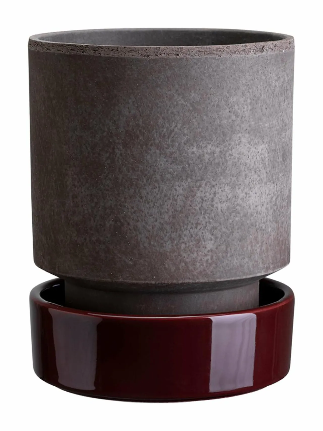 Ruukut & Istutusastiat<Bergs Potter Hoff Raw Glazed -ruukku Ø 16 cm GREY / DEEP BURGUNDY