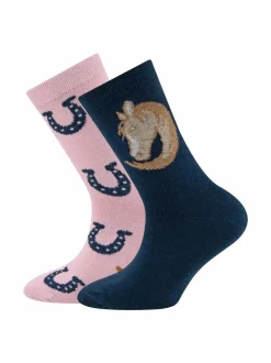 Sukat & Sukkahousut<Ewers Horse-sukat 2-pack 1 ROSE/NAVY