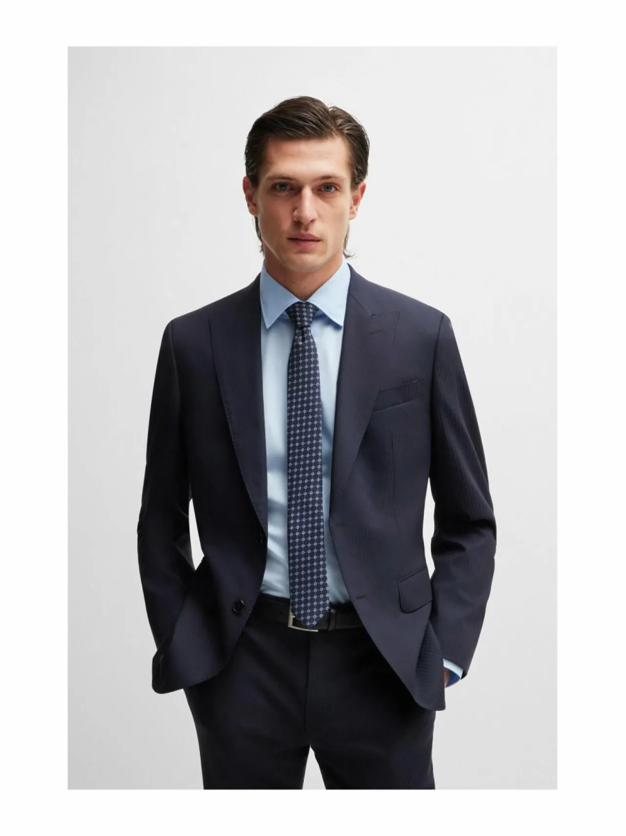 Solmiot & Asusteet<BOSS Jacquard-solmio 405 DARK BLUE