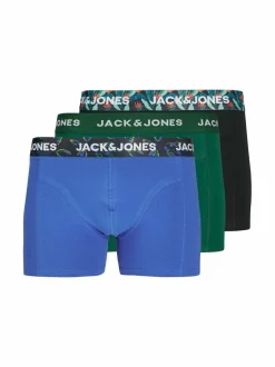 Alusasut<Jack & Jones JacWest Solid -bokserit 3-pack BLACK PACK:RAIN FOREST DAZZLING BLUE