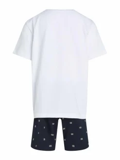 Yöasut & Kylpytakit<Tommy Hilfiger Jersey-pyjama 0U8 WHITE / OUTLINE FLAG DESERT SKY