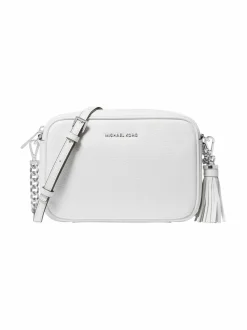 Olkalaukut<Michael Michael Kors Jet Set Medium Camera Bag -nahkalaukku 085 OPTIC WHITE