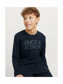 Pitkähihaiset Trikoopaidat<JACK & JONES junior JJeCorp Logo -trikoopaita NAVY BLAZER PRINT:BIG TONAL