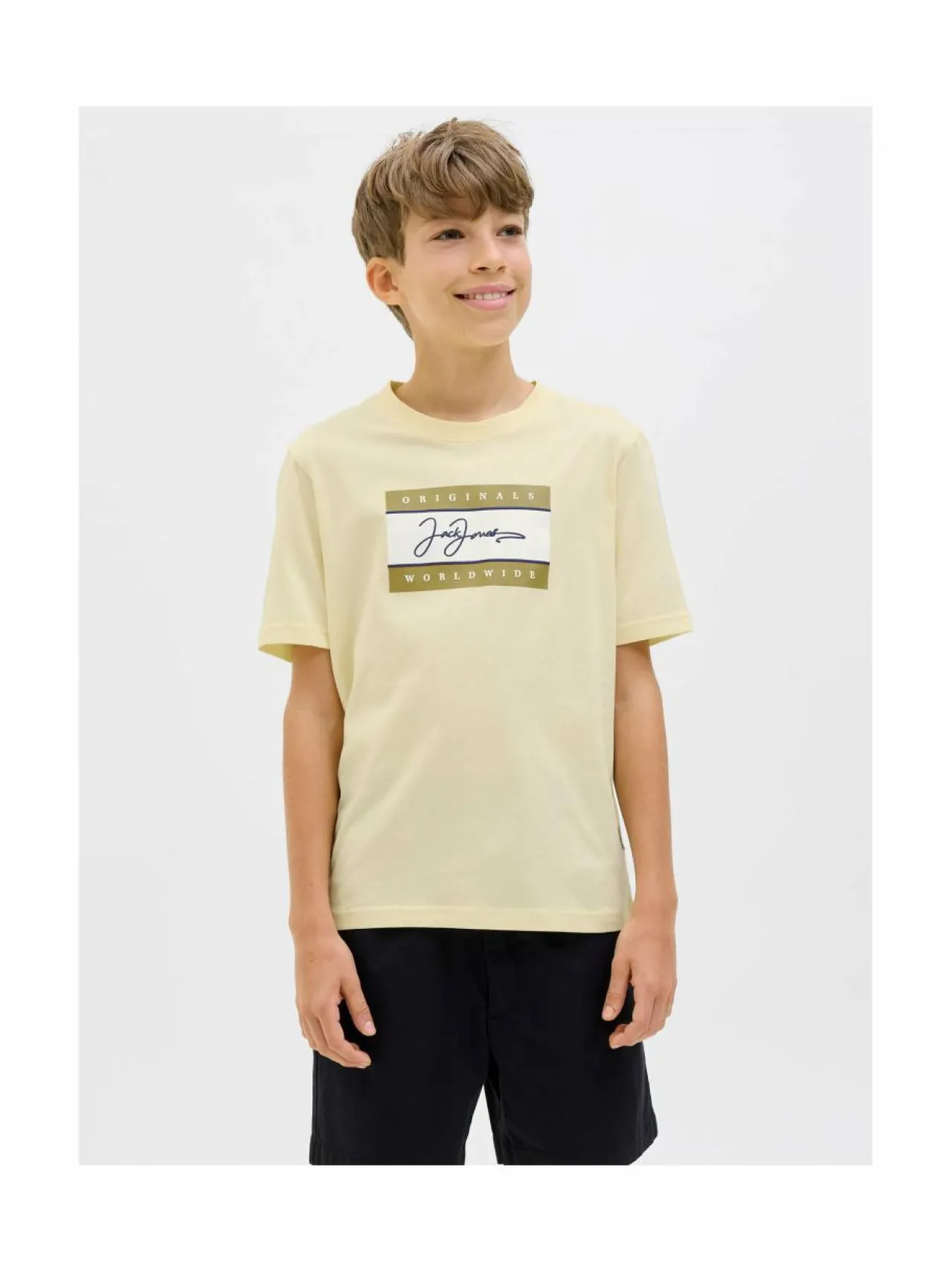 T-Paidat|T-Paidat<JACK & JONES junior JorFrederiksberg Boxscript T-paita DOUBLE CREAM PRINT:SS25