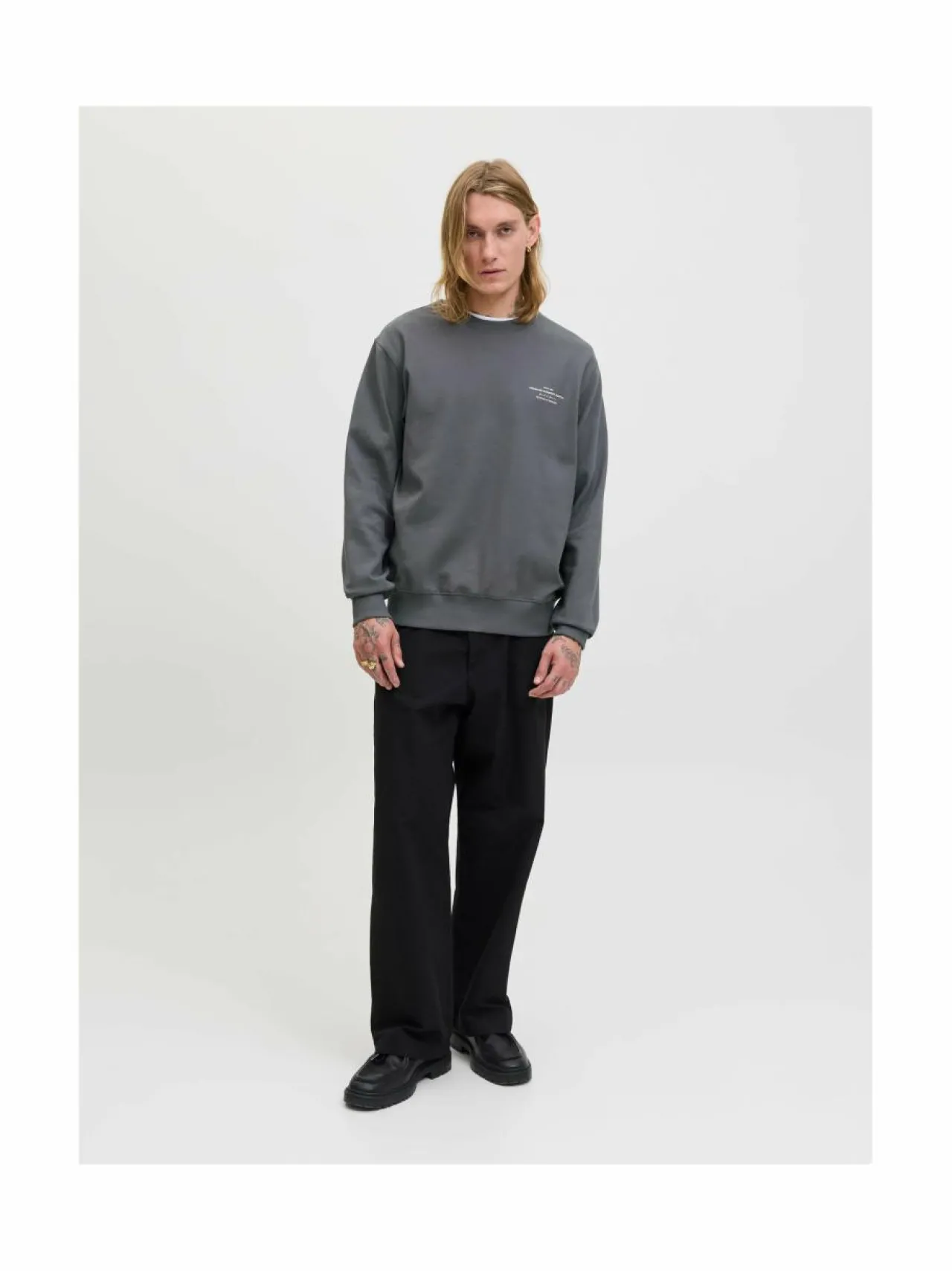 Neuleet<Jack & Jones JprBlachad Branding -collegepaita VOLCANIC ASH