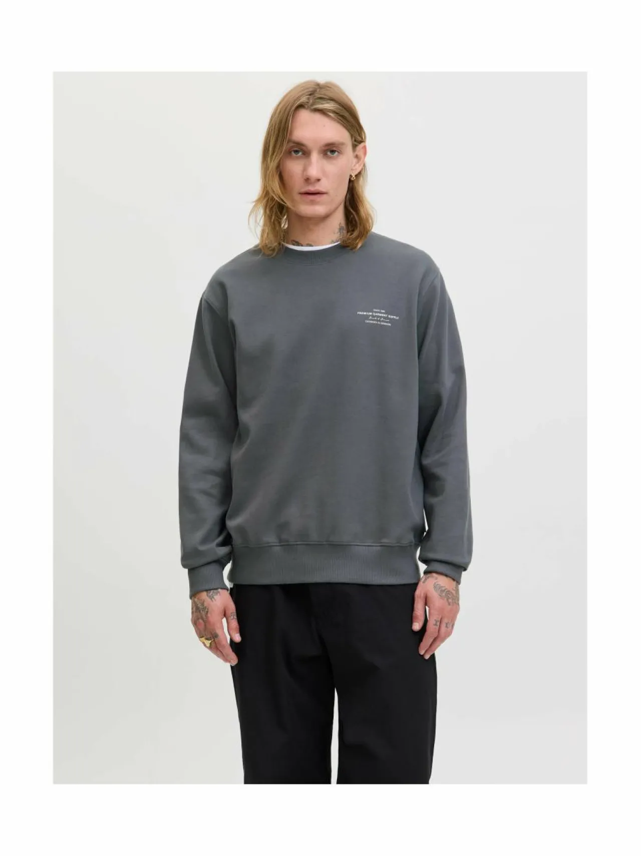 Neuleet<Jack & Jones JprBlachad Branding -collegepaita VOLCANIC ASH