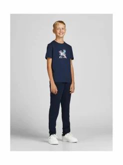 Collegehousut & Leggingsit<JACK & JONES junior JPSTLOGO -collegehousut NAVY BLAZER PRINT:TRUERED/WHITE