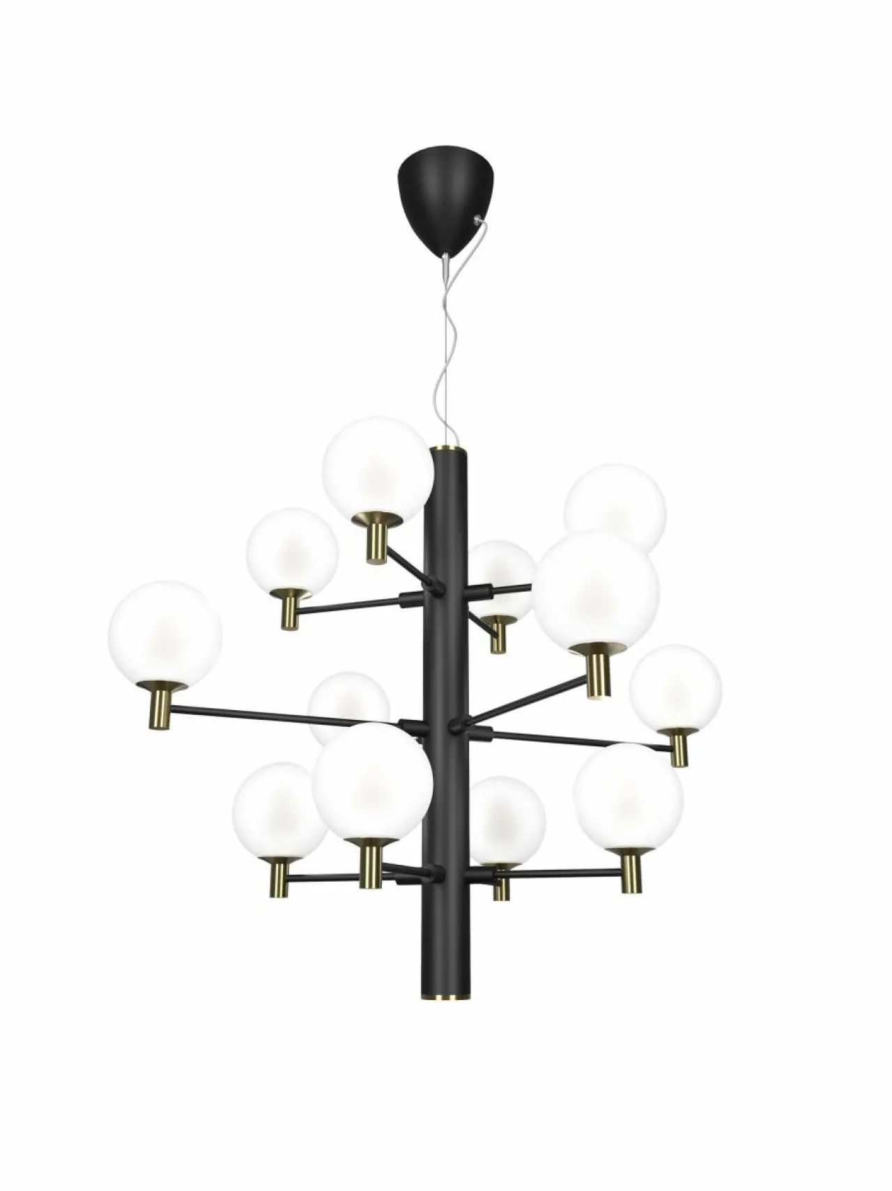 Kattovalaisimet<Design by Grönlund Jubileum 12 -kattovalaisin 70 cm BLACK / MAT BRASS / OPAL GLASS