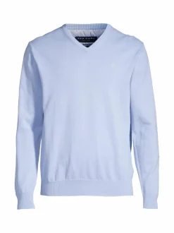 Neuleet<Cap Horn Julian V-neck -puuvillaneule LT. BLUE 1157