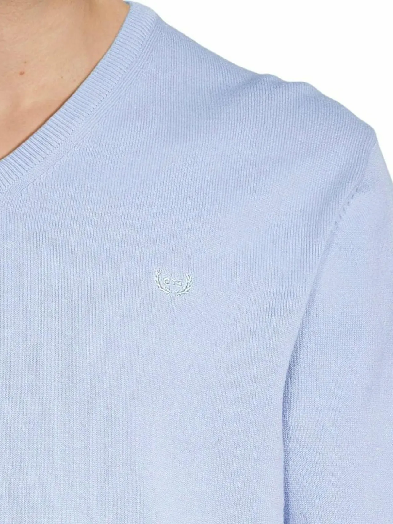 Neuleet<Cap Horn Julian V-neck -puuvillaneule LT. BLUE 1157