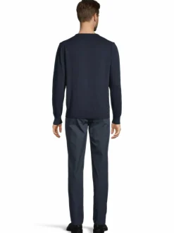 Neuleet<Cap Horn Julian V-neck -puuvillaneule DK. BLUE 1184