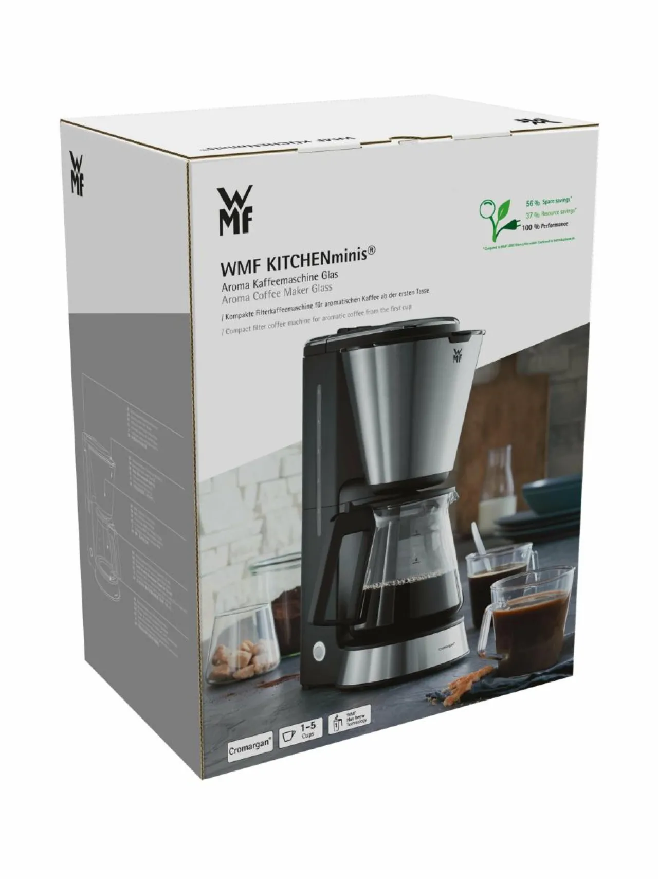 Kahvin- & Vedenkeittimet<WMF KITCHENminis® Aroma -5 kupin kahvinkeitin STEEL, BLACK