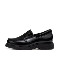 Kävelykengät & Loaferit<Pomar KREPPI Naisten loaferit BLACK LACK/BLACK SOLE