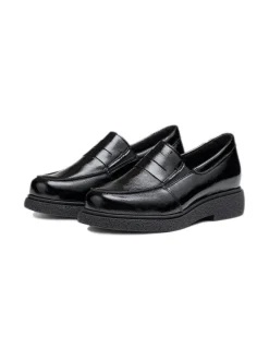 Kävelykengät & Loaferit<Pomar KREPPI Naisten loaferit BLACK LACK/BLACK SOLE