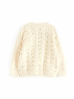 Colleget & Hupparit<Lindex Kuvioneule 325 LIGHT DUSTY WHITE