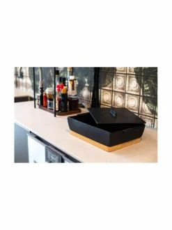 Keitto- & Paistoastiat<DUTCHDELUXES Large -kannellinen uunivuoka ja korkkialusta, 35 x 23,5 x 10,5 cm BM BLACK MATT