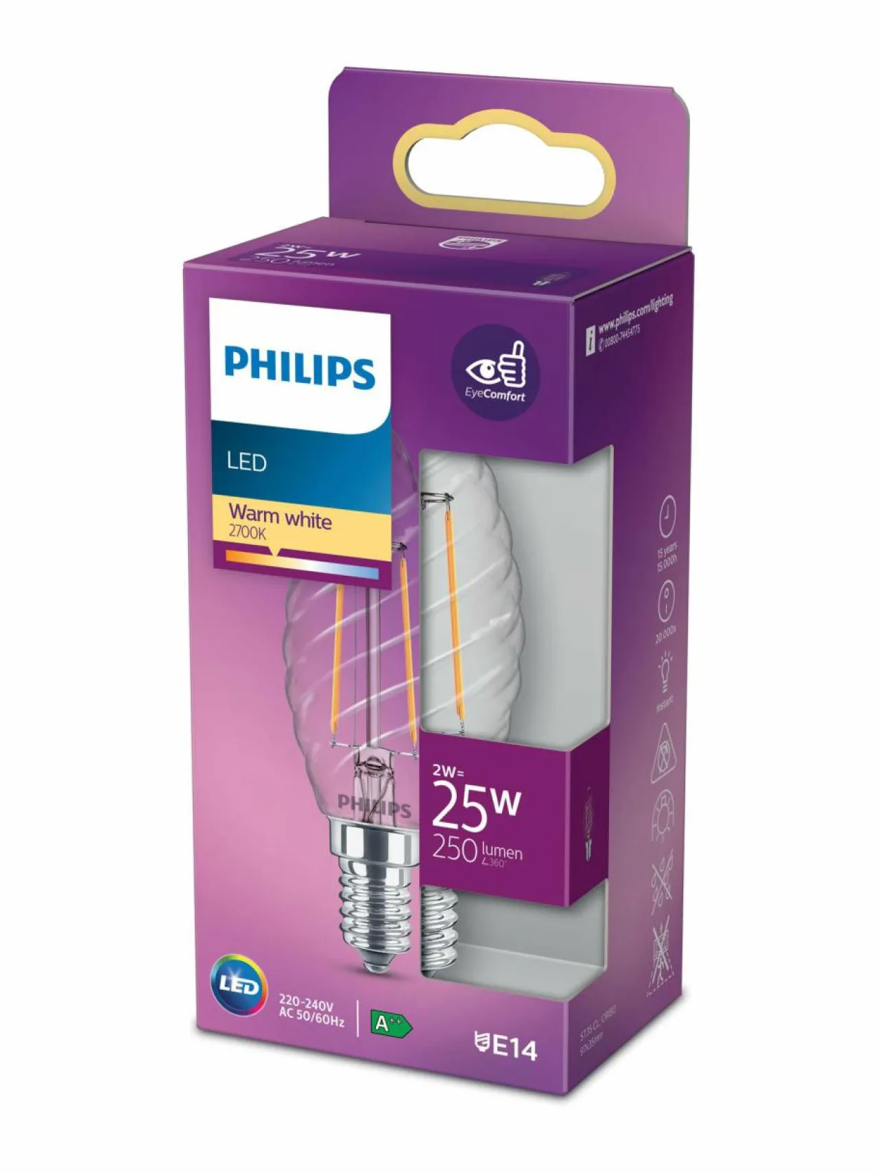 Lamput<Philips LED Candle 25W E14 Warm -kynttilälamppu WHITE