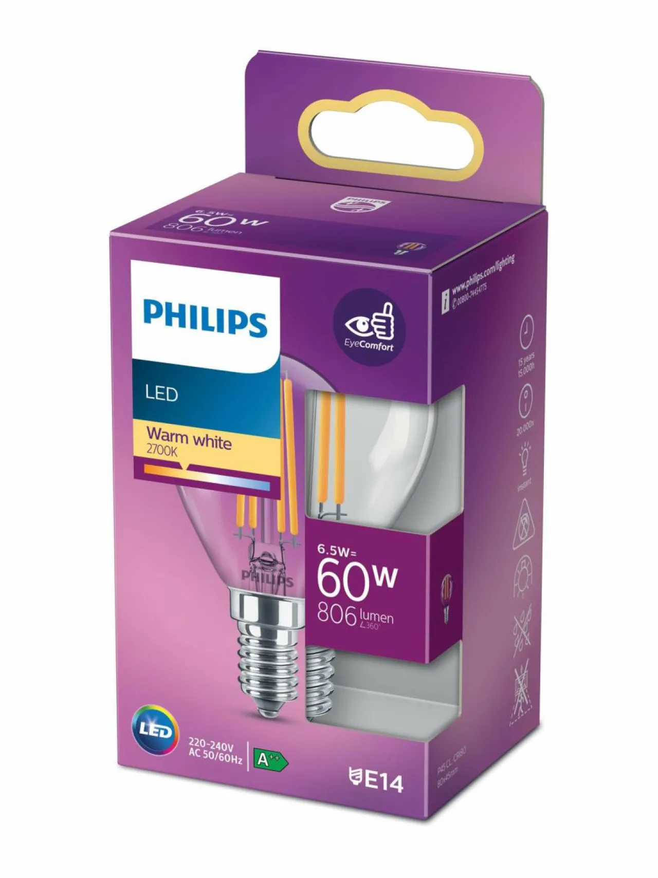 Philips LED Candle 60W E14 Warm -lamppu^ Lamput