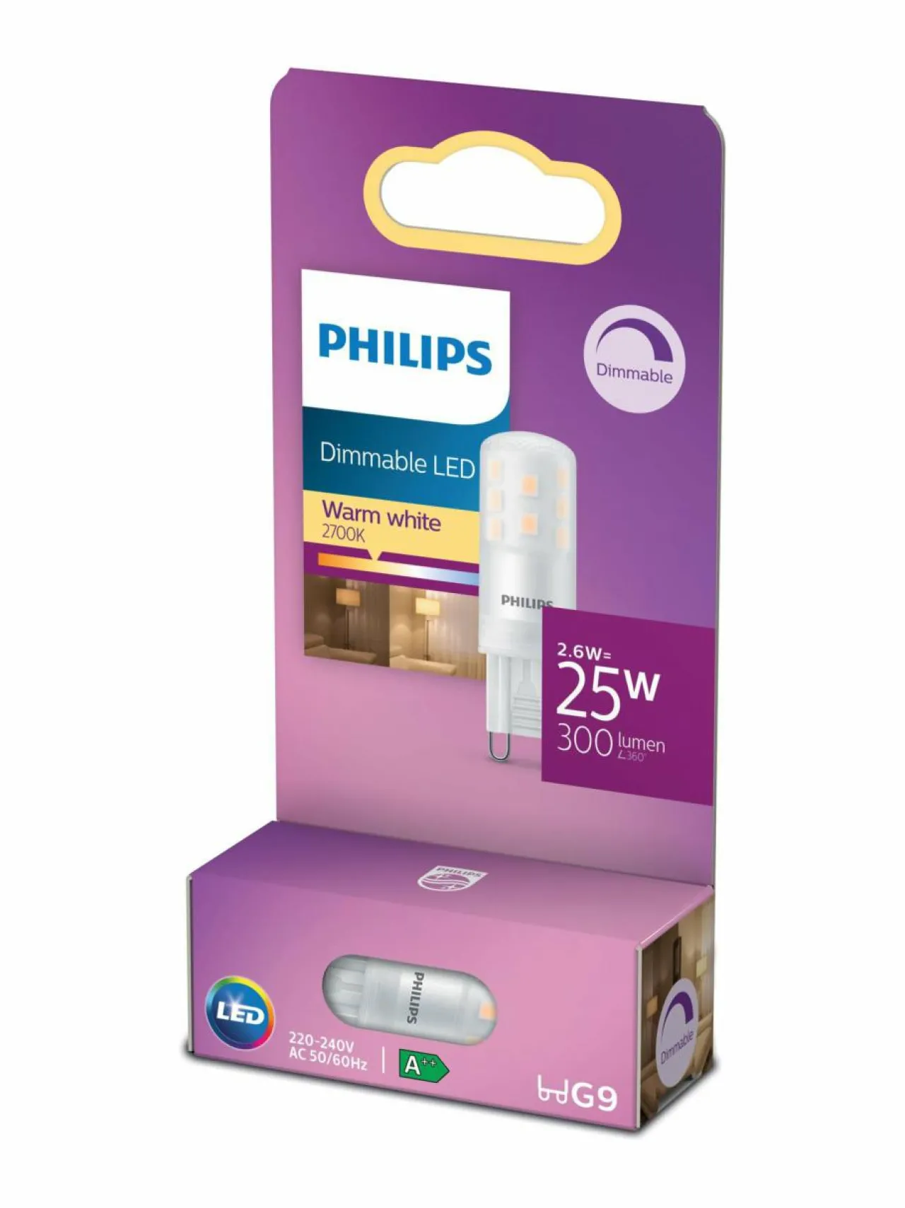 Lamput<Philips LED Capsule 25W G9 Warm Dimmable -polttimo WHITE