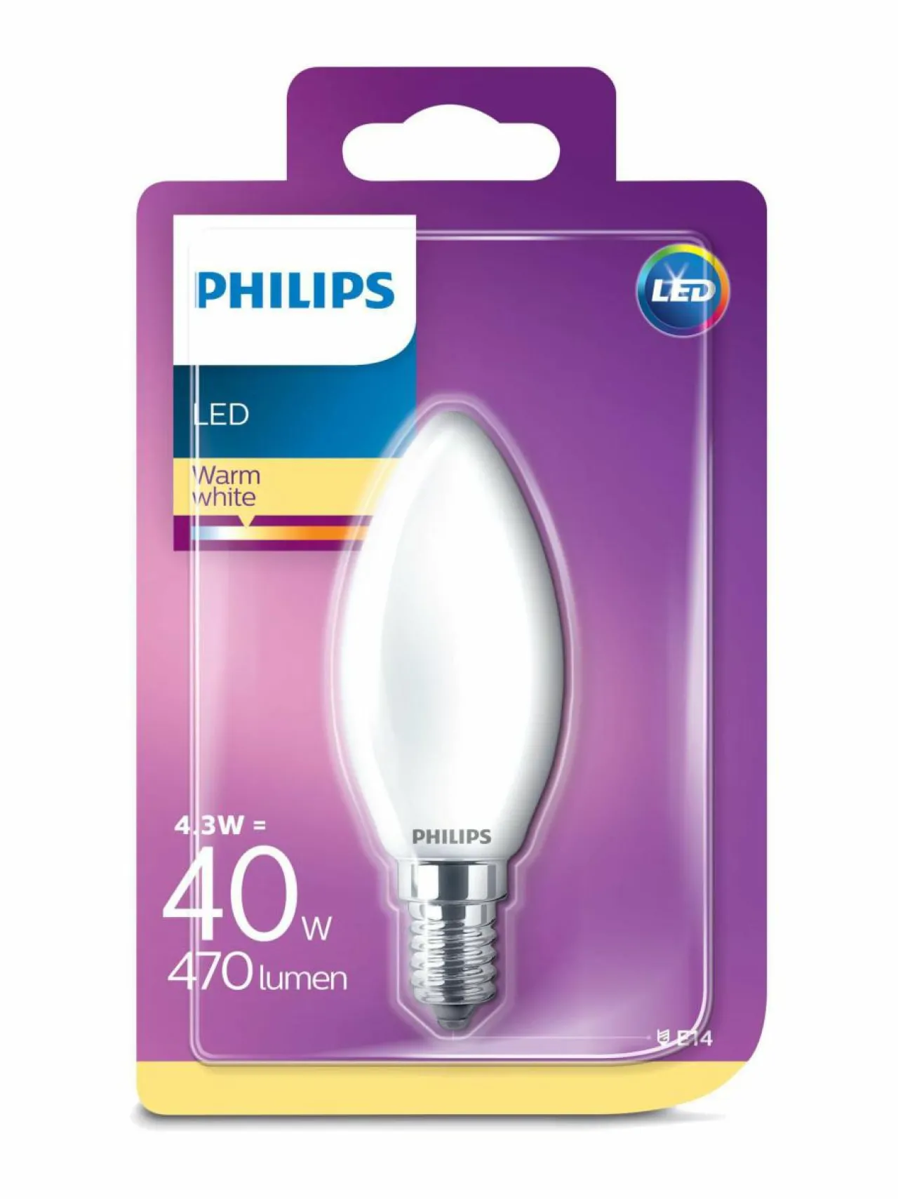 Lamput<Philips LED Classic 4,3 W B35 E14 -kynttilälamppu WHITE