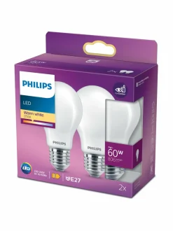 Lamput<Philips LED Classic 60W E27 Warm -lamppu 2 kpl WHITE