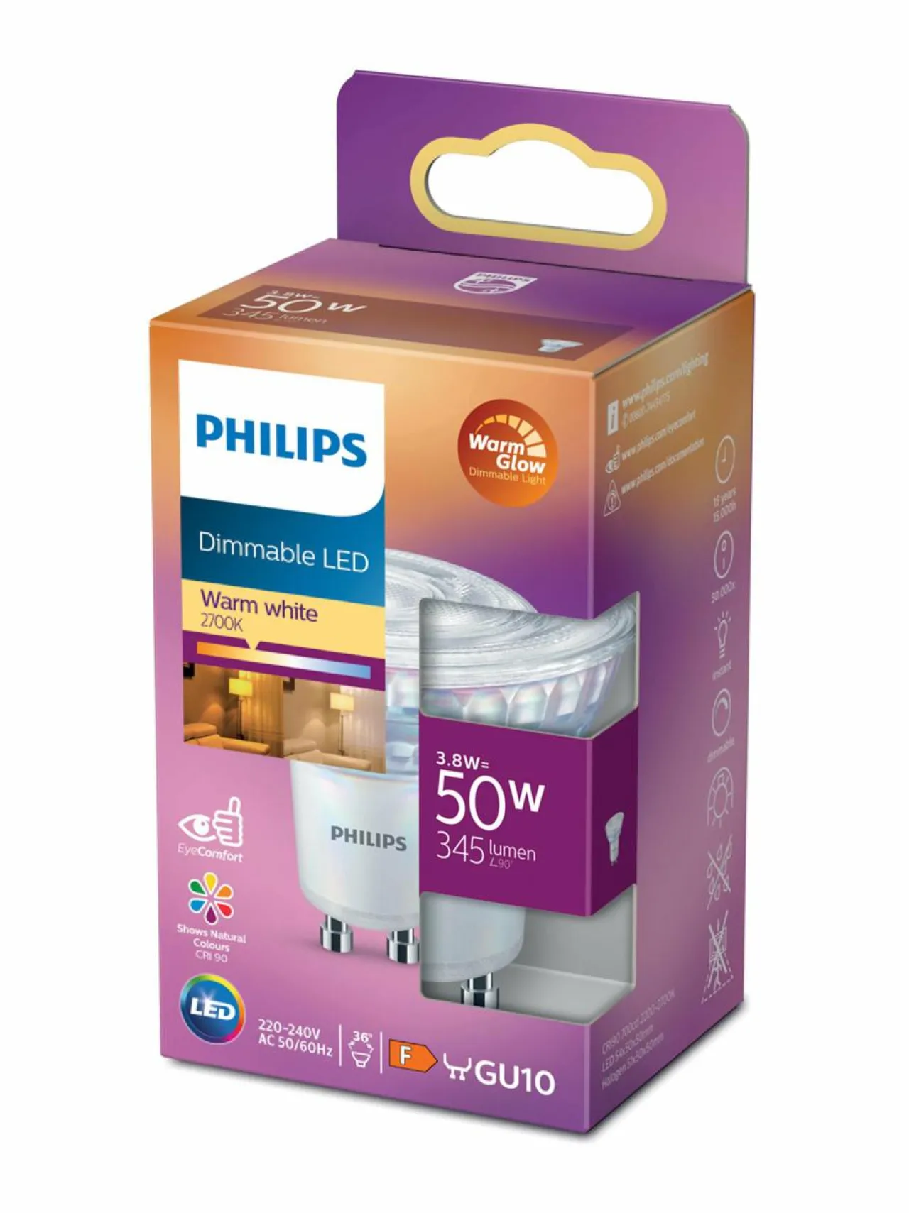 Philips LED Spot 50W GU10 Dimming -spottilamppu (himmennettävä)^ Lamput