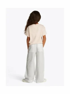 Housut<Tommy Hilfiger Leveälahkeiset pellava-viskoosihousut YBR WHITE