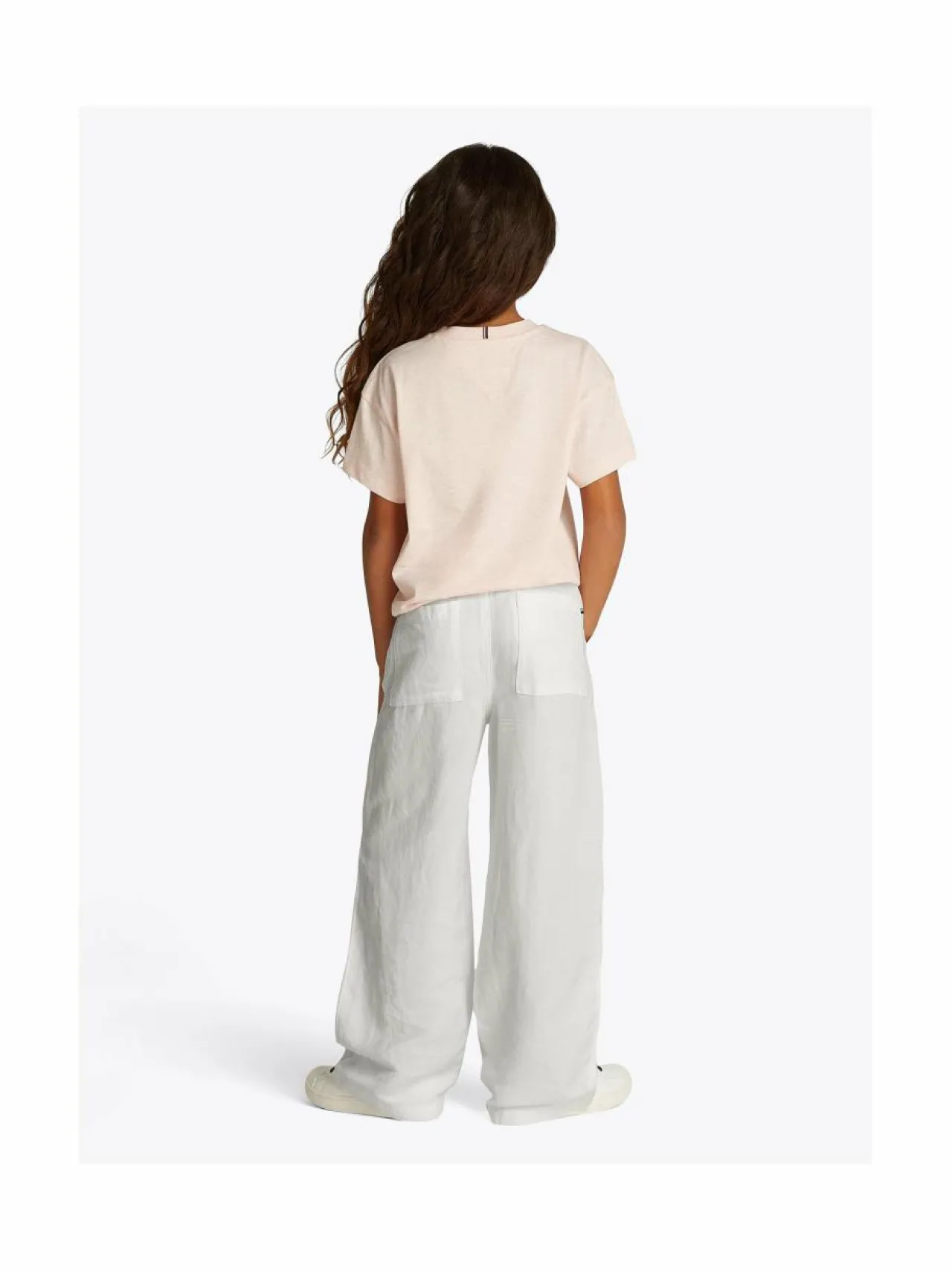 Housut<Tommy Hilfiger Leveälahkeiset pellava-viskoosihousut YBR WHITE