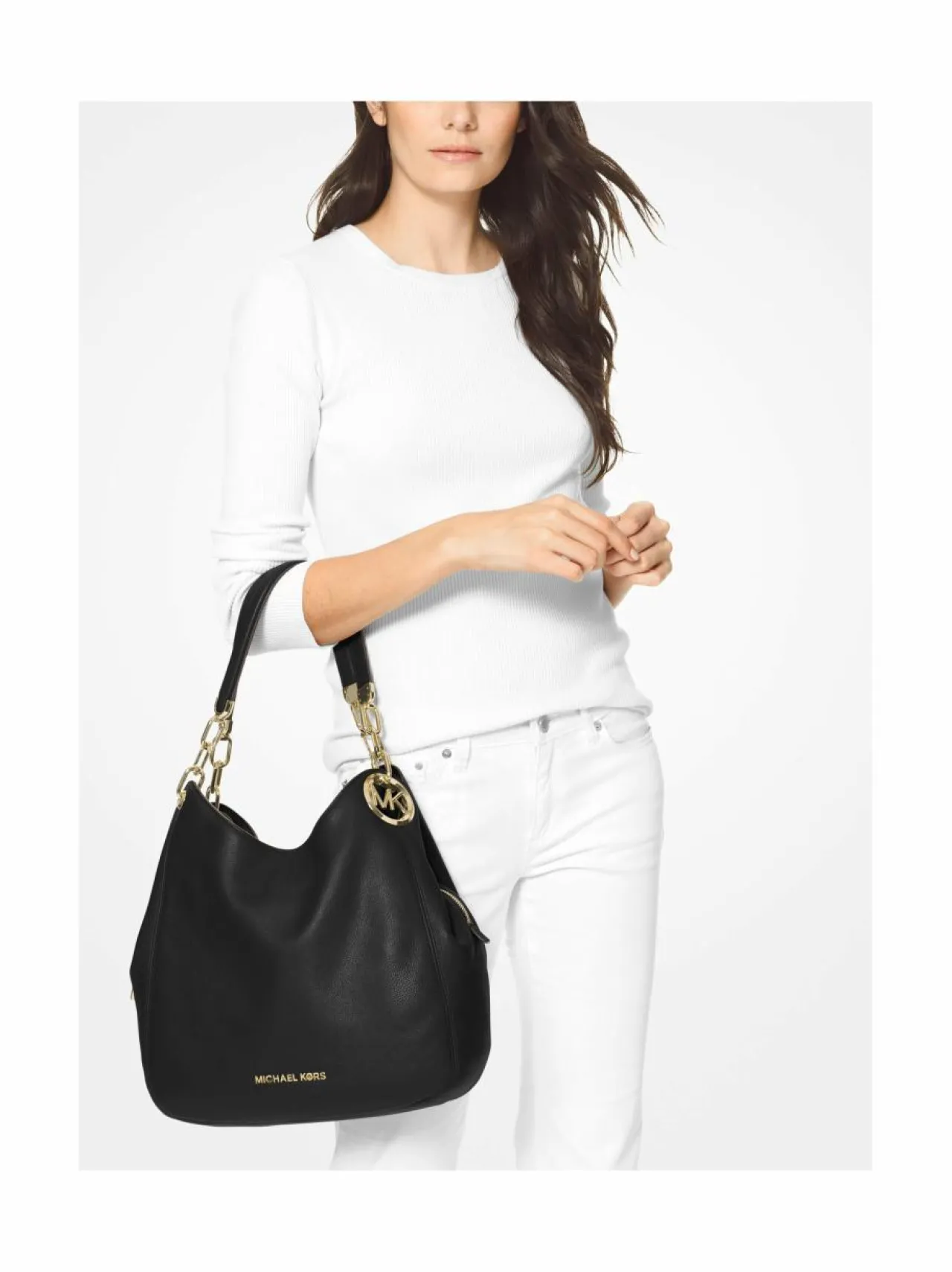 Shopperit<Michael Michael Kors Lillie Large Pebbled Leather -nahkalaukku 001 BLACK