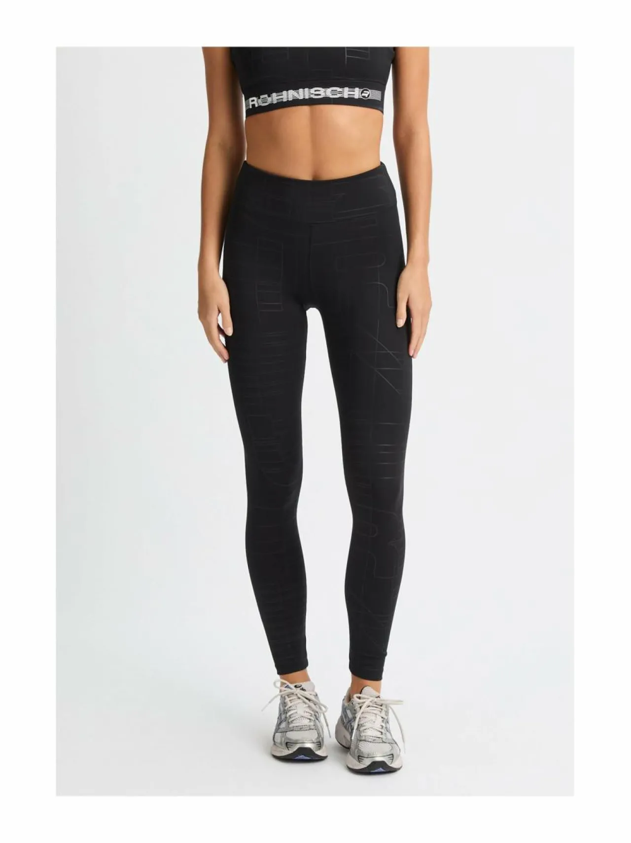 Urheiluhousut & Treenitrikoot<Röhnisch Logo Effect High Waist -treenitrikoot T487 BLACK LOGO EMBOSS