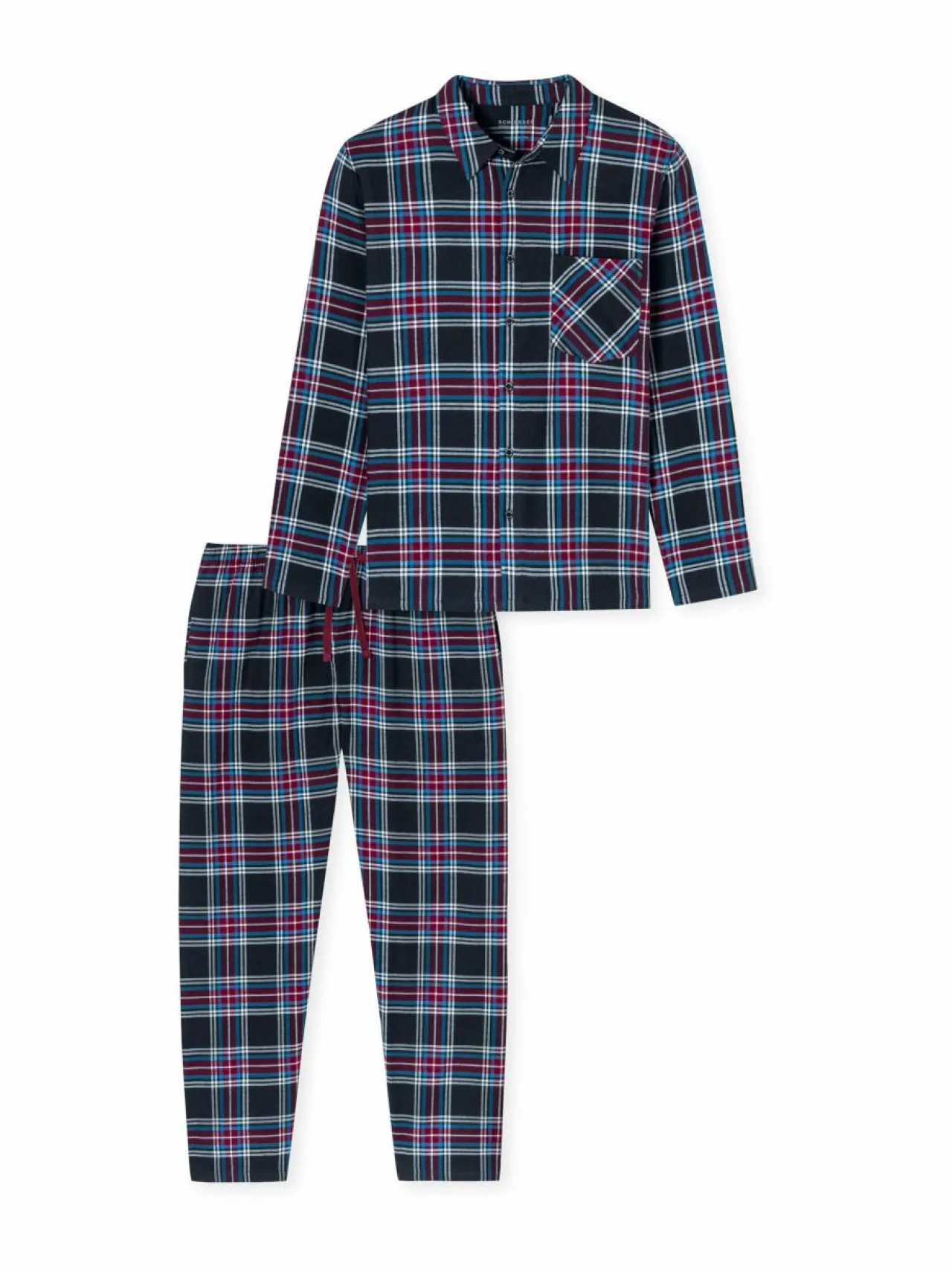 Pyjamat & Kylpytakit<Schiesser Long-flanellipyjama 2-osainen 804 NIGHTBLUE