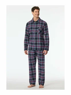 Pyjamat & Kylpytakit<Schiesser Long-flanellipyjama 2-osainen 804 NIGHTBLUE