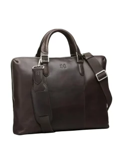 Tietokonelaukut<MMV Bags Luton Briefcase -nahkasalkku CHOCOLATE (TUMMANRUSKEA)
