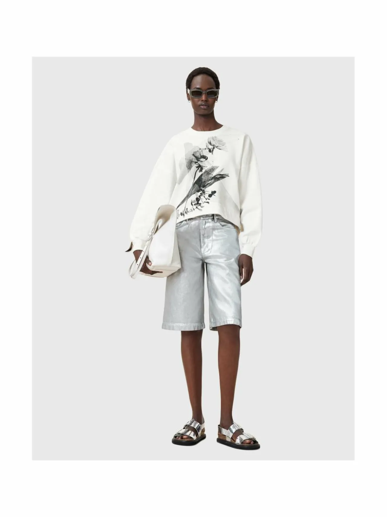 Paidat & Puserot<All Saints Lyss Lila -collegepaita CHALK WHITE