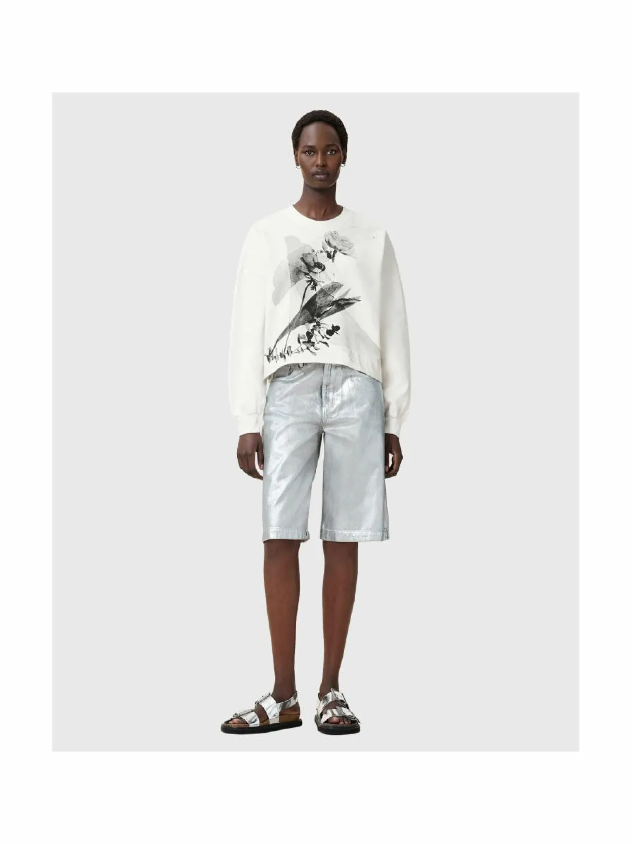 Paidat & Puserot<All Saints Lyss Lila -collegepaita CHALK WHITE