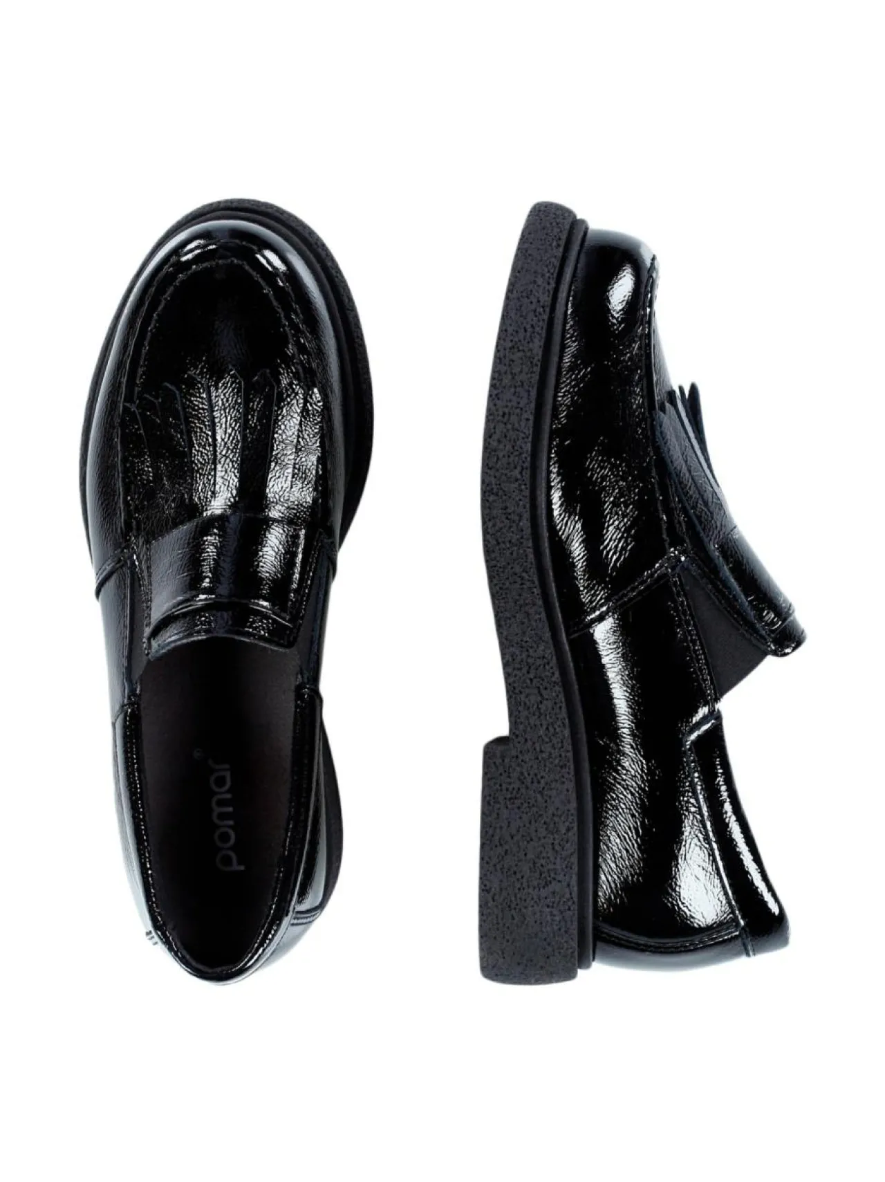Kävelykengät & Loaferit<Pomar MATARA Naisten loaferit BLACK LACK/BLACK SOLE