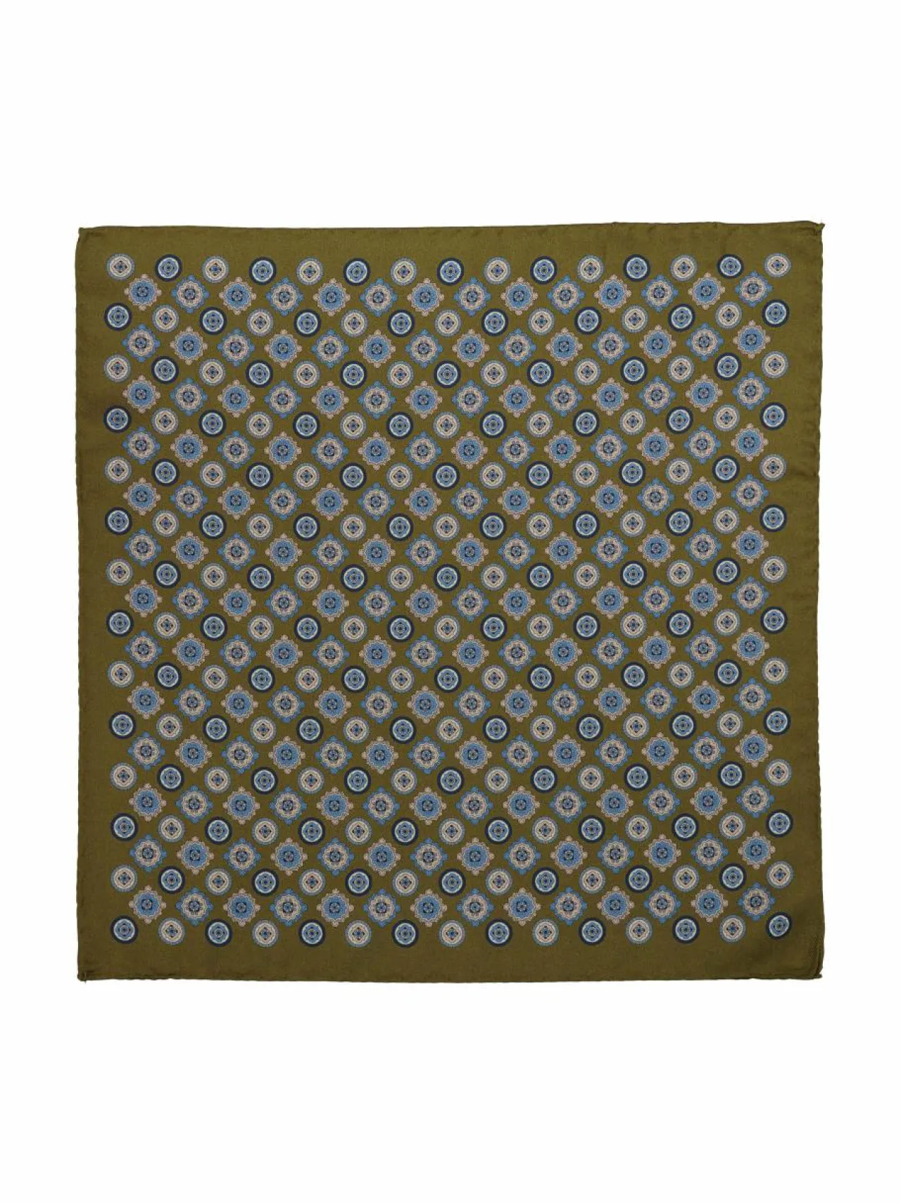 Solmiot & Asusteet<Stockholm Kravatt Medallion-silkkitaskuliina 23 GREEN / BLUE