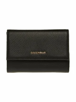 Lompakot & Kotelot<Coccinelle Metallic Soft Flap -nahkalompakko 001 NOIR