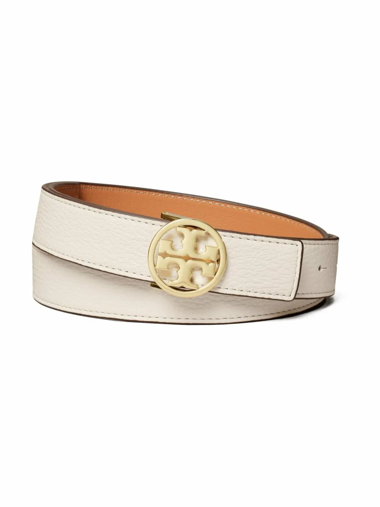 Vyöt<Tory Burch Miller- käännettävä nahkavyö NEW IVORY / NATURAL VACHETTA /
