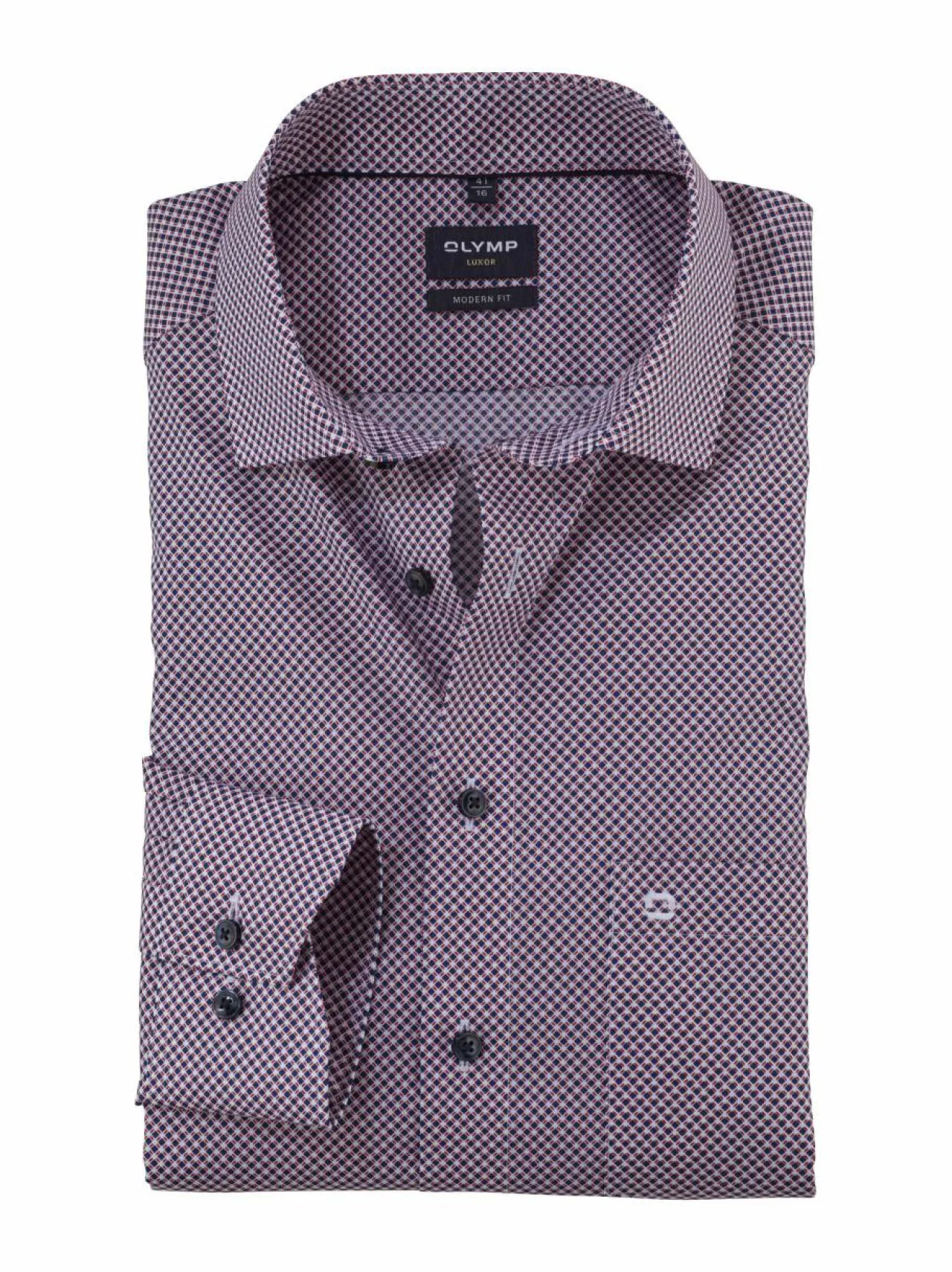 Paidat<Olymp Modern Fit Cotton -printtikuvioitu kauluspaita 35 ROT