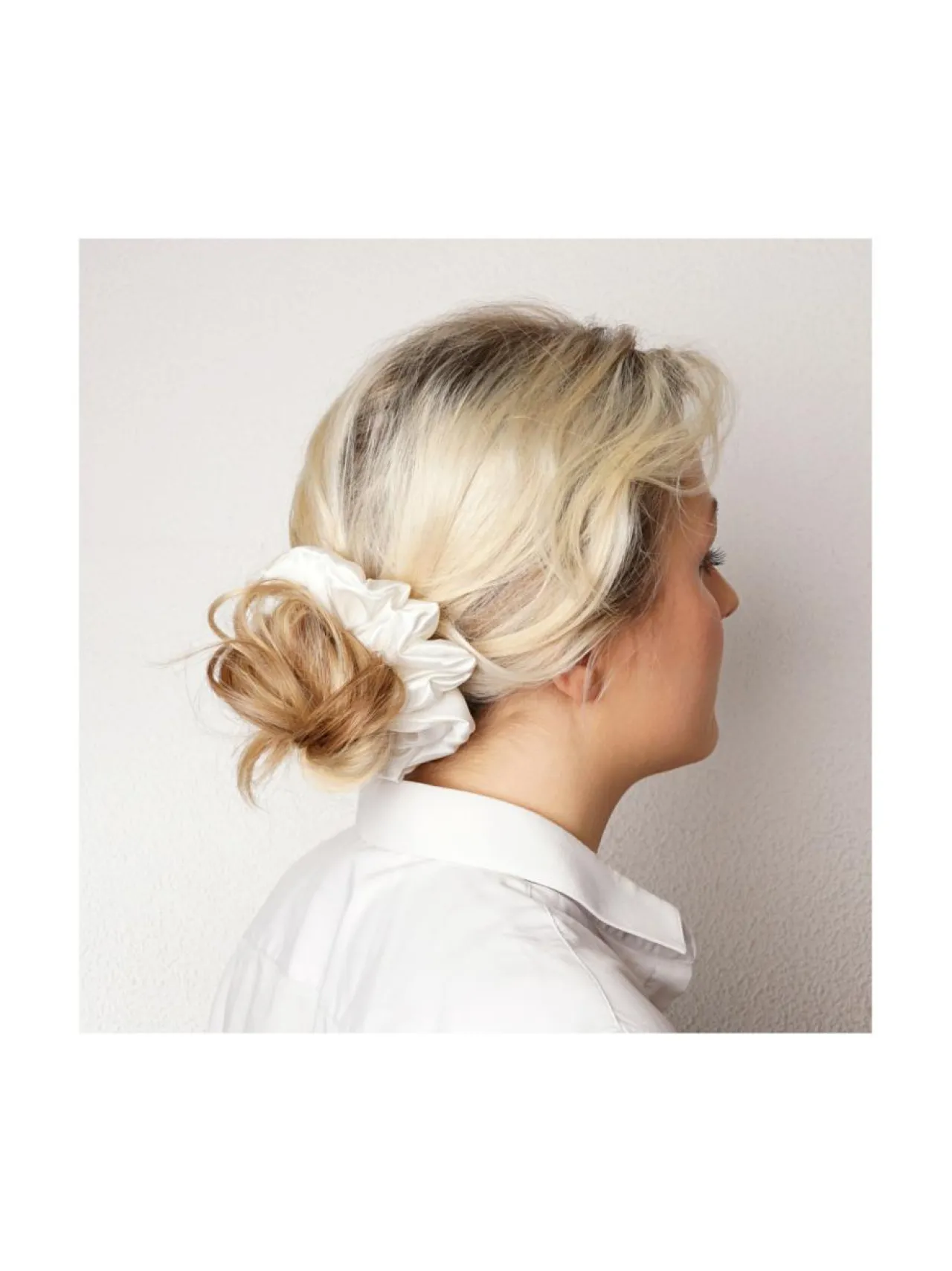 Upcycle with Jing Mulberry Silk Scrunchie -hiusdonitsi - valkoinen^ Hiustarvikkeet