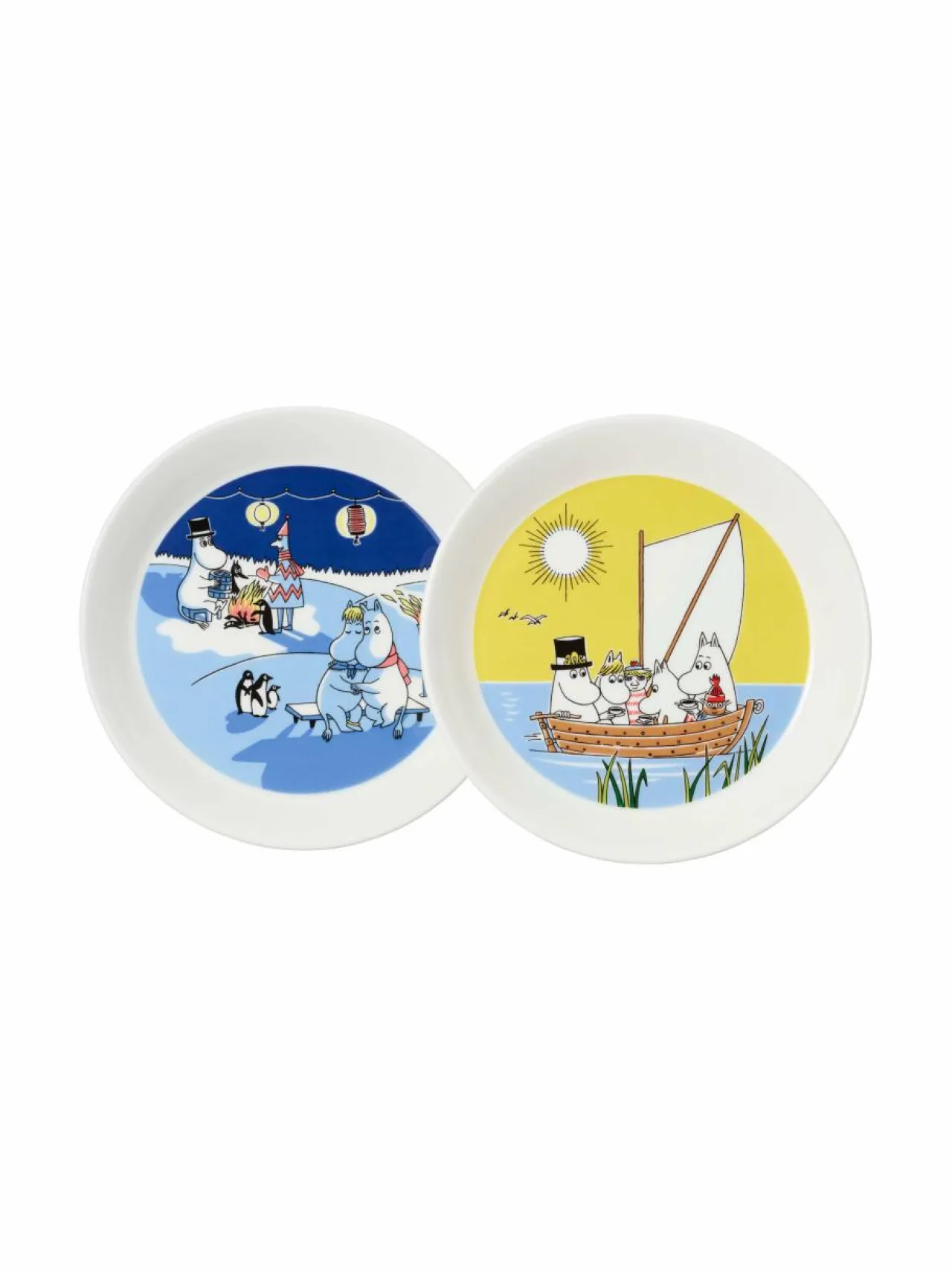 Astiasarjat<Moomin Arabia Muumi Talvinuotio & Purjehtien -lautaset 19 cm, 2 kpl BLUE-YELLOW